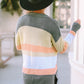 SkyMarie Color Block Open Front Slit Cardigan