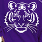 Tiger Graphic Long Sleeve Asymmetrical Neck Violet Top