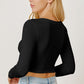 BasicStyle Round Neck Long Sleeve Cropped T-Shirt