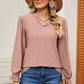 Eyelet V-Neck Flounce Sleeve T-Shirt