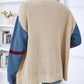 Contrast Button Up Dropped Shoulder Cardigan