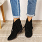 Legend Women's Fringe Cowboy Western Black Ankle Boots