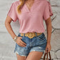 Swiss Dot Notched Petal Sleeve T-Shirt