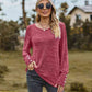 Full Size Round Neck Long Sleeve Buttoned T-Shirt