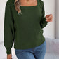 Chic Babe' Square Neck Mixed Knit Sweater 🦋
