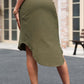 Tie Belt Frill Trim Buttoned Skirt