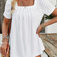 Eyelet Square Neck Puff Sleeve T-Shirt