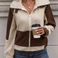 Color Block Zip Up Pocketed Jacket