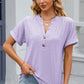 Eyelet Notched Short Sleeve T-Shirt
