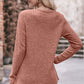 Full Size Ribbed Round Neck Buttoned Long Sleeve Tee