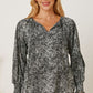 Women's Salena Printed Tie Neck Lantern Sleeve Blouse