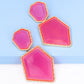 Geometrical Shape Zinc Alloy Frame Resin Dangle Earrings