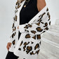 Leopard Open Front Dropped Shoulder Cardigan