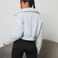 Full Size Houndstooth Zip-Up Jacket