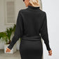 Turtle Neck Long Sleeve Ribbed Sweater Dress