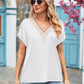 Full Size V-Neck Cuffed Blouse