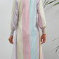 Full Size Rainbow Stripe Button-Up Maxi Shirt Dress