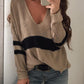 Striped V-Neck Long Sleeve Sweater
