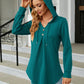 Full Size Long Sleeve Hooded Blouse