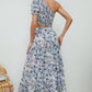 Full Size Printed Asymmetrical Cropped Top and Split Skirt Set