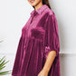 Velvet Tiered Button Up Collared Neck Shirt