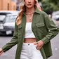 Full Size Dropped Shoulder Longline Shirt with Pockets