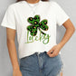 Lucky Clover Round Neck Short Sleeve T-Shirt