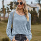 Full Size Round Neck Long Sleeve Buttoned T-Shirt