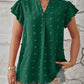 Swiss Dot Notched Cap Sleeve T-Shirt
