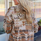 Natalia Camel Full Size Geometric Dropped Shoulder Collared Jacket