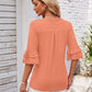 Ruffled Suqare Neck Half Sleeve Blouse