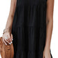 Ruffled Round Neck Cap Sleeve Mini Dress