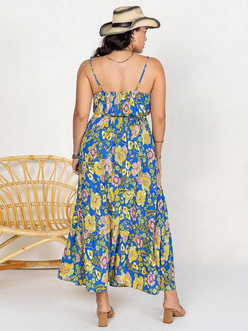 Emma Floral Drawstring Ruffle Hem Maxi Dress