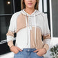 Exposed Seam Color Block Hoodie with Drawstring
