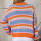 ZELDAlea Striped Round Neck Dropped Shoulder Sweater