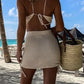 Drawstring Elastic Waist Mini Skirt
