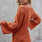 V-Neck Spliced Lace Flare Sleeve Top