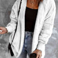 Open Front Hooded Faux Fur Outwear Jacket with Pockets