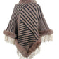 Contrasting Beauty One Size Striped Fringe Hem Poncho