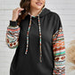 Plus Size Waffle-Knit Geometric Dropped Shoulder Hoodie