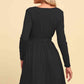 FULL SIZE Long Sleeve Tie Waist Ruffle Hem Dress