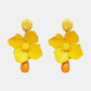 Bloosm Flower and Teardrop Resin Dangle Earrings