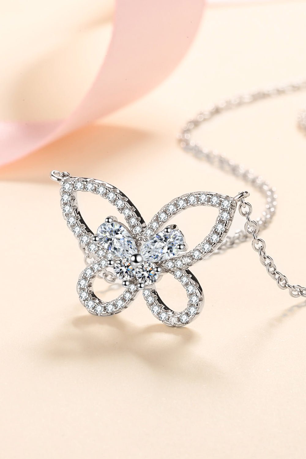 Women's Moissanite Butterfly Pendant Necklace