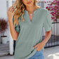 Eyelet Notched Puff Sleeve T-Shirt