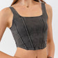 AMIEE LEAH Full Size Seam Detail Cropped Denim Tank