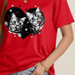 Cat Round Neck Dropped Shoulder T-Shirt