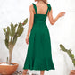 Square Neck Tie Strap Midi Dress
