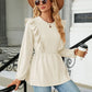 Round Neck Ruffled Peplum Blouse