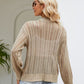 SkyMarie Button Down Ribbed Trim Cardigan