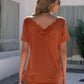 Lace Detail V-Neck Short Sleeve T-Shirt